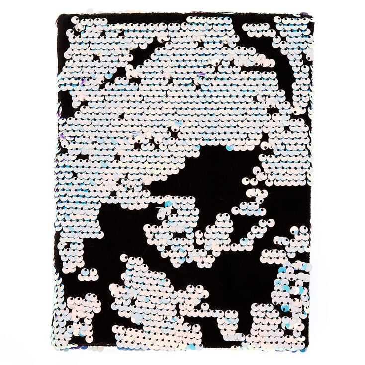 Velvet Reverse Sequin Notebook - Black,