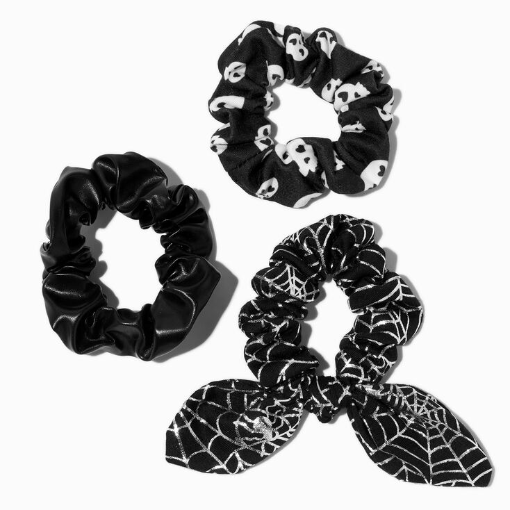 Halloween Skulls &amp; Spider Webs Hair Scrunchies - 3 Pack,