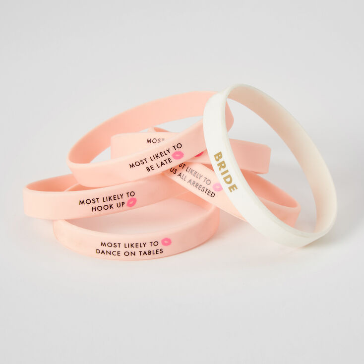 Bachelorette Party &quot;Most Likely To&quot; Silicone Wristbands - 6 Pack,