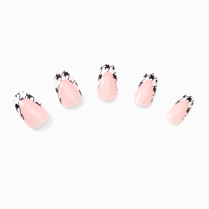 Houndstooth Tip Coffin Vegan Faux Nail Set - 24 Pack,