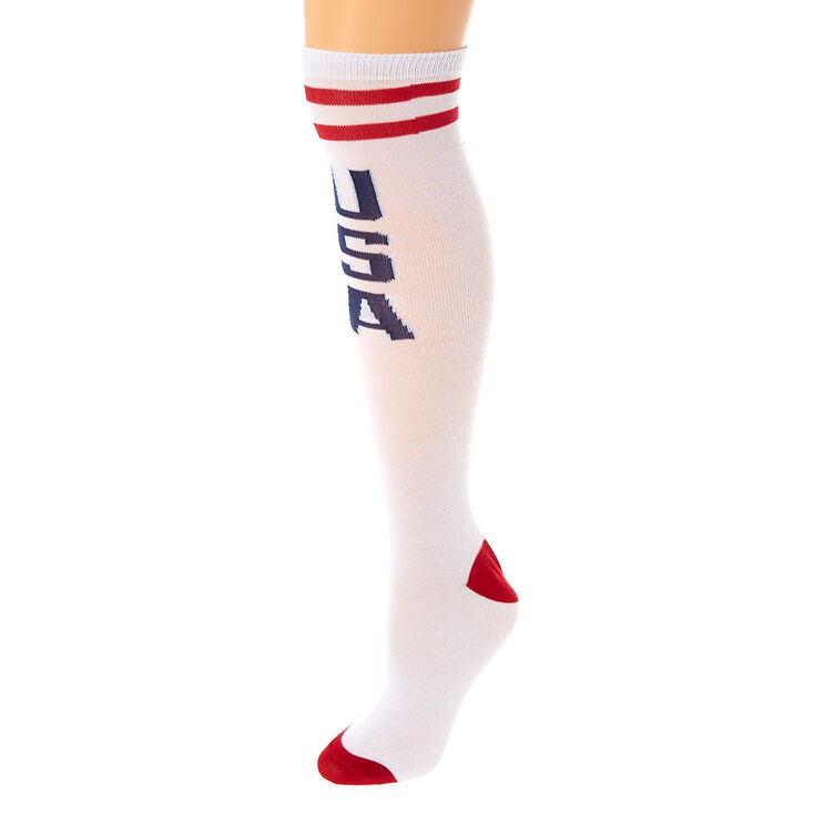 USA Knee High Socks - White,