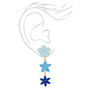Gold 2.5&quot; Ombre Flower Linear Drop Earrings  - Blue,