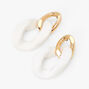 Gold Rubber White Chainlink Drop Earrings,