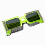 Embellished Neon Yellow Rectangular Sunglasses,