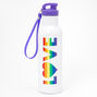 Love Rainbow Striped Water Bottle - White,