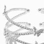 Rhinestone Butterfly Silver-tone Criss Cross Cuff Bracelet,