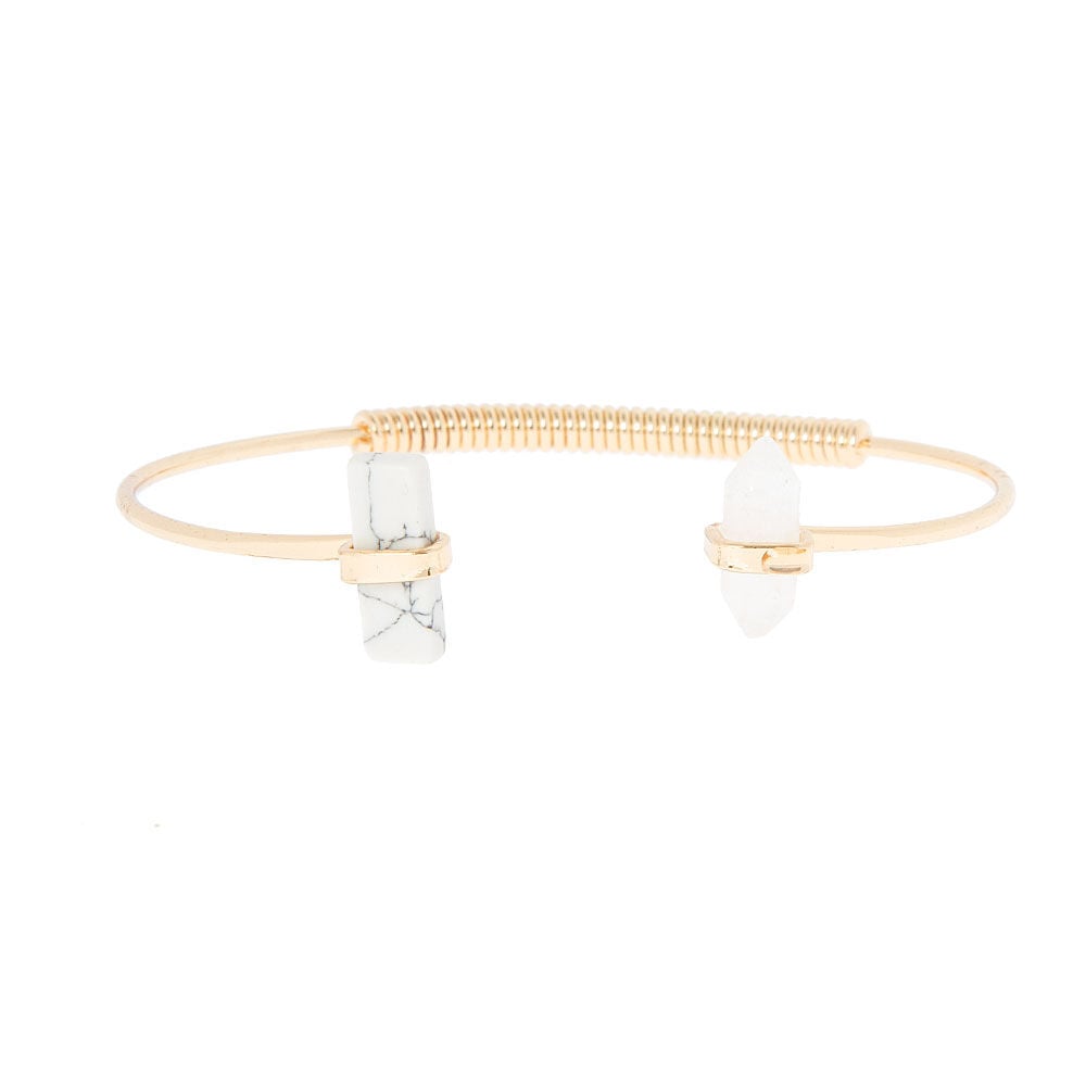 open cuff bracelet with stones