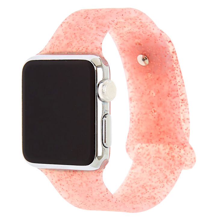 Pink Glitter Silicone Smart Watch Band Fits 38mm 40mm Apple