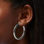 Silver-tone Stainless Steel 4MM Huggie Hoop Earrings,