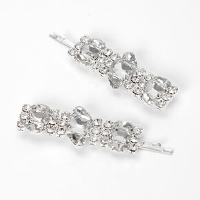 Silver Glam Crystal Hair Pins - 2 Pack,