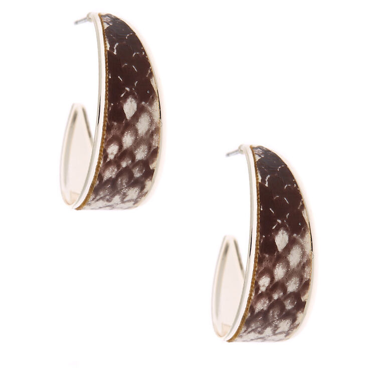 Silver 30MM Snakeskin Hoop Earrings,