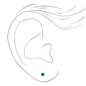 14kt White Gold 3mm May Emerald Crystal Ear Piercing Kit with Ear Care Solution,
