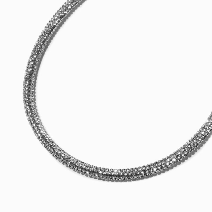 Black Crystal Pav&eacute; Tube Choker Necklace ,