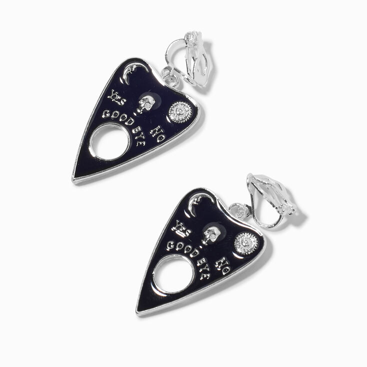 Silver-tone Ouija Planchette Clip-On Drop Earrings ,