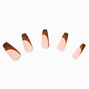 Brown Swirl Tip Squareletto Vegan Faux Nail Set - 24 Pack,