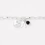 Silver Initial Puffy Heart Charm Bracelet - A,