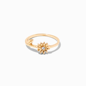 Gold Embellished Sunflower Midi Ring,
