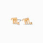 Rose Gold Crystal Double Triangle Stud Earrings,