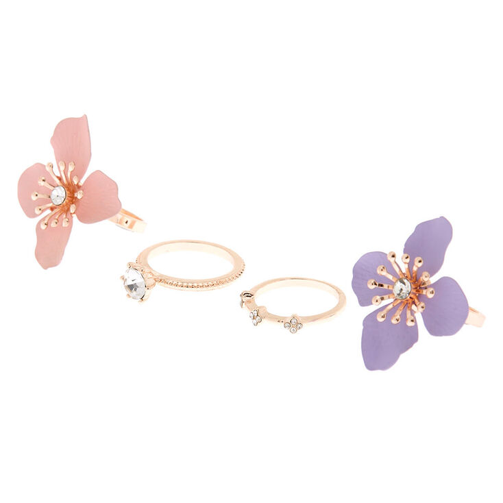 Gold Petal Power Rings - 4 Pack,