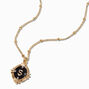 Gold Antique Style Initial Pendant Necklace - S,