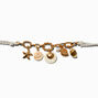 White Rope Gold-tone Seashell Charm Bracelet,