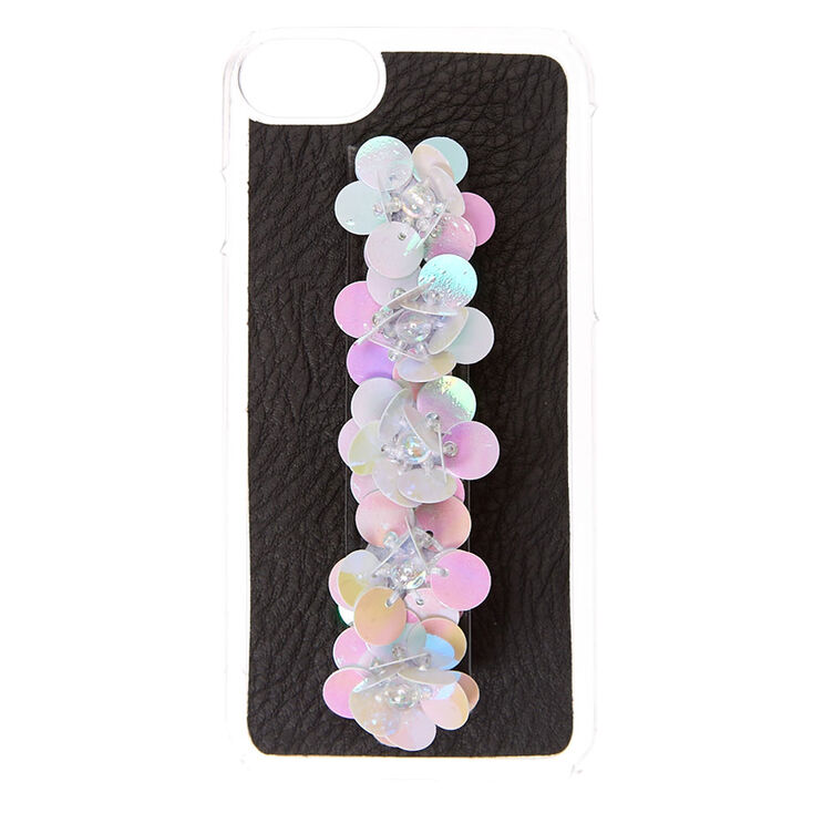 Holographic Sequin Flower Handle Phone Case,