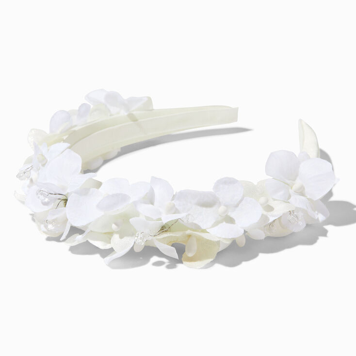 White Flower Bead Headband,