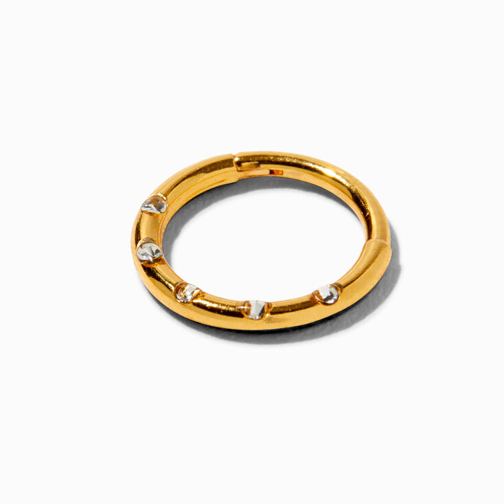 18k Gold Plated 18G Titanium Crystal Hoop Nose Ring,