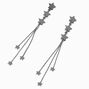 Silver-tone Star Fringe 3&quot; Drop Earrings,