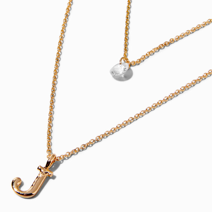 Bridesmaid Multi Strand Initial Pendant Necklace - J,