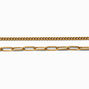 Gold-tone Stainless Steel Curb &amp; Paperclip Chain Bracelets - 2 Pack,