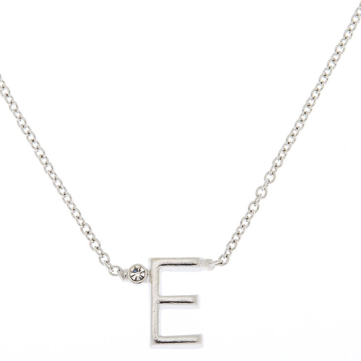 Silver Initial Necklace - E,