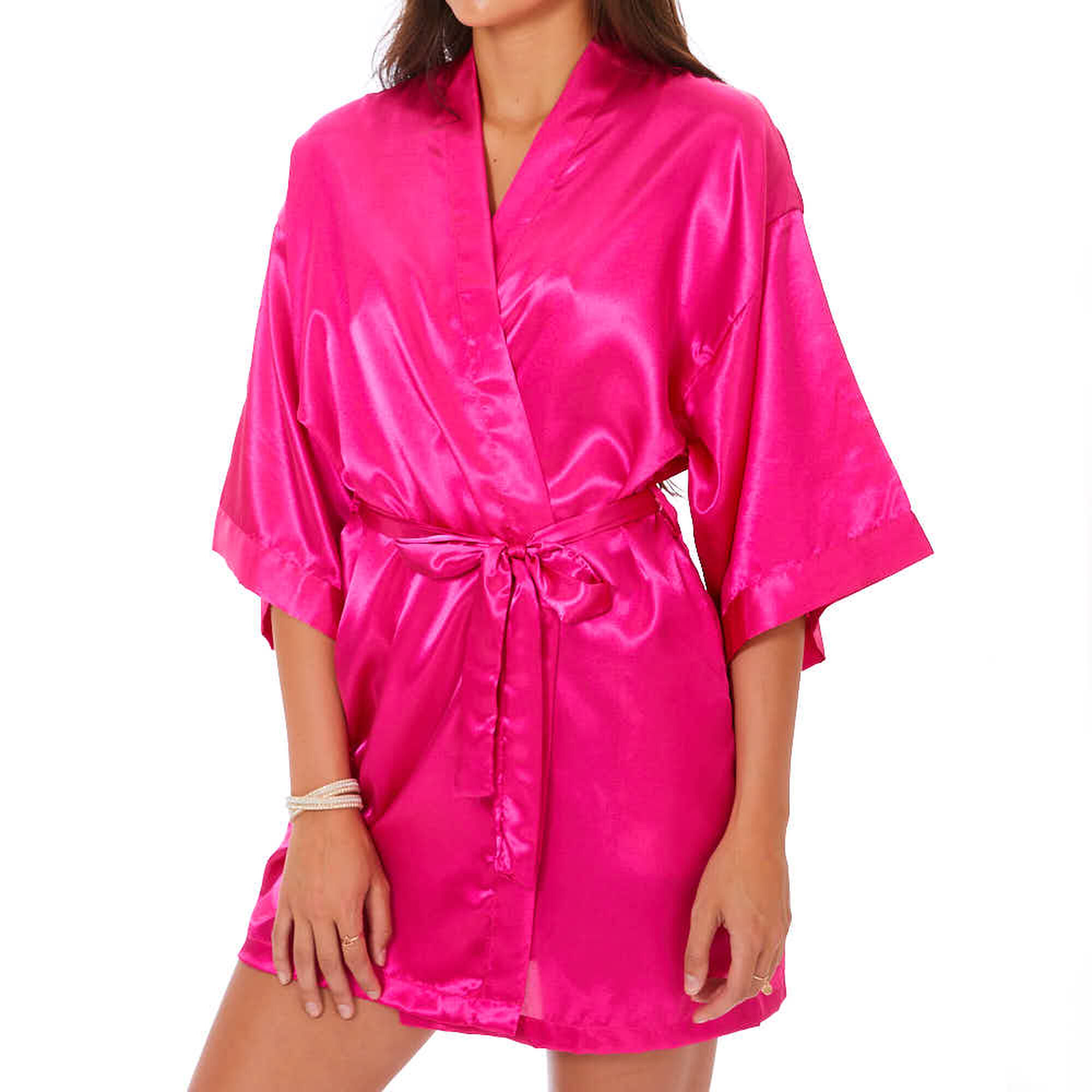 pink satin bathrobe