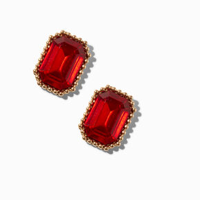 Red Jewel Stud Earrings ,