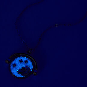 Silver Glow In The Dark Zodiac Spinning Pendant Necklace - Leo,