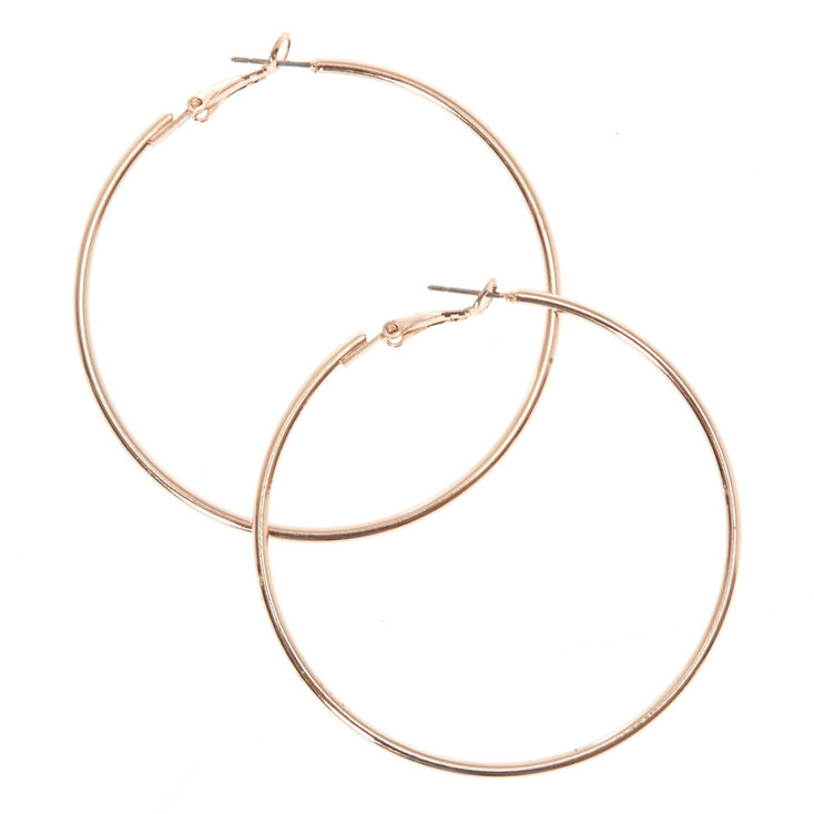 60MM Skinny Rose Gold Hoop Earrings,