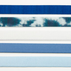 Mixed Blue Narrow Band Sport Headwraps - 5 Pack,