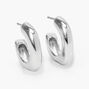 Silver 20MM Thick Square Bottom Hoop Earrings,