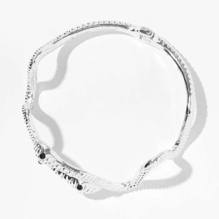 Silver Textured Snake Cuff Bracelet,