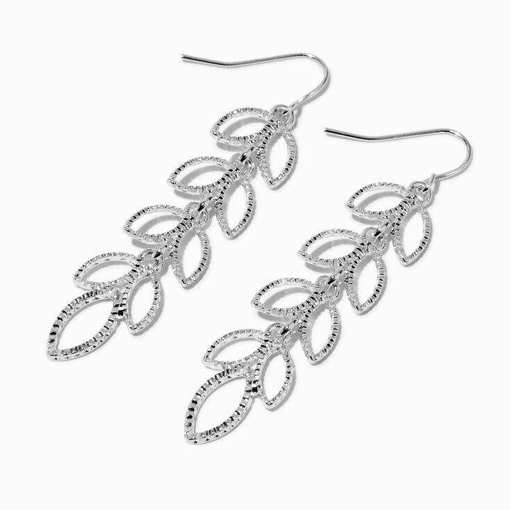 Silver Bubble Leaf 2&quot; Drop Earrings,
