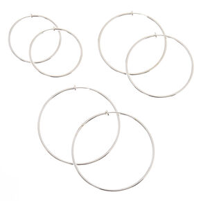 Clip On Earrings Hoops Studs Icing Us 3 Pack Silver Tone Clip On Hoop Earrings