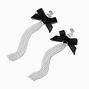 Black Bow Silver-tone Fringe 2.5&quot; Drop Earrings,