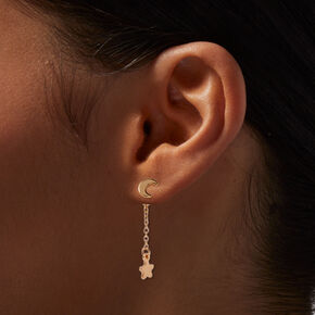 Gold-tone Front &amp; Back Celestial 1&quot; Linear Drop Earrings ,