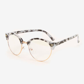 Tortoiseshell Browline Clear Lens Frames - Black,