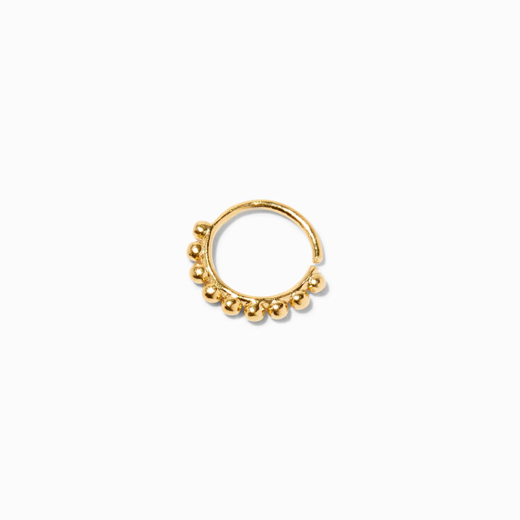 Sterling Silver Gold 22G Bumpy Hoop Nose Ring,