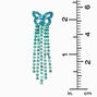 Blue &amp; Green Rhinestone Butterfly Fringe 2&quot; Drop Earrings,