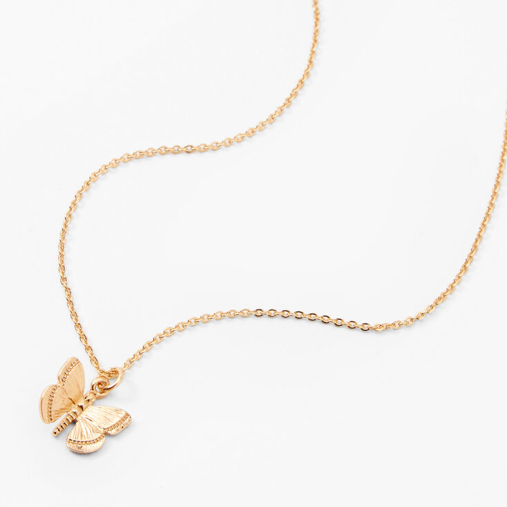 Gold 3D Butterfly Pendant Necklace,