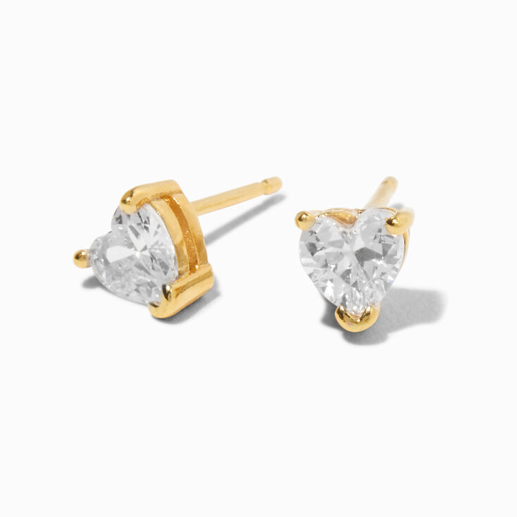 ICING Select 18k Yellow Gold Plated Cubic Zirconia Heart Stud Earrings,