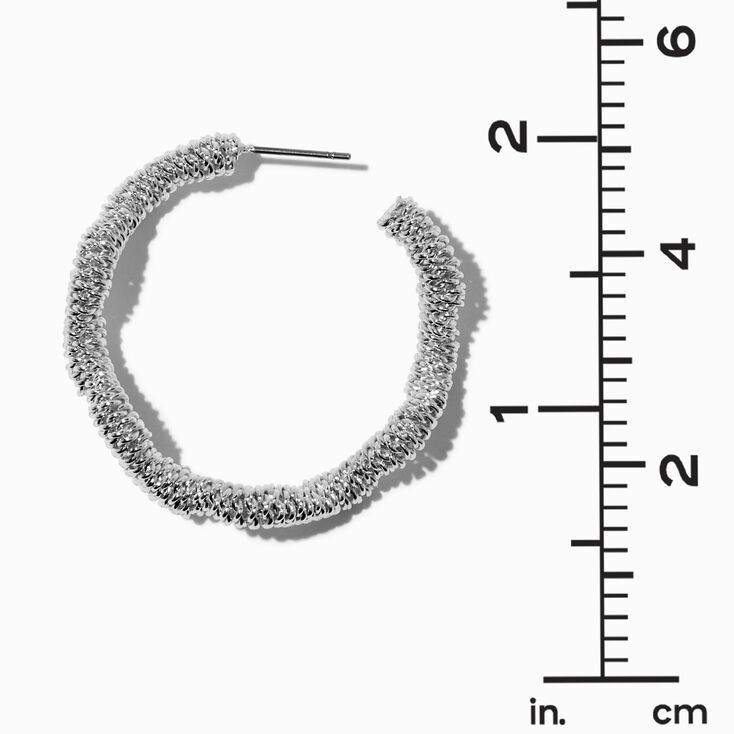 Silver-tone Mesh Squiggle 40MM Hoop Earrings,