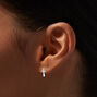 Silver Cubic Zirconia 8MM Huggie Hoop Earrings,
